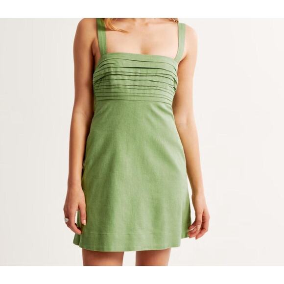 Abercrombie Emerson Linen Blend Skort Green XLT Adjustable Waist Smocked Back - Picture 1 of 10